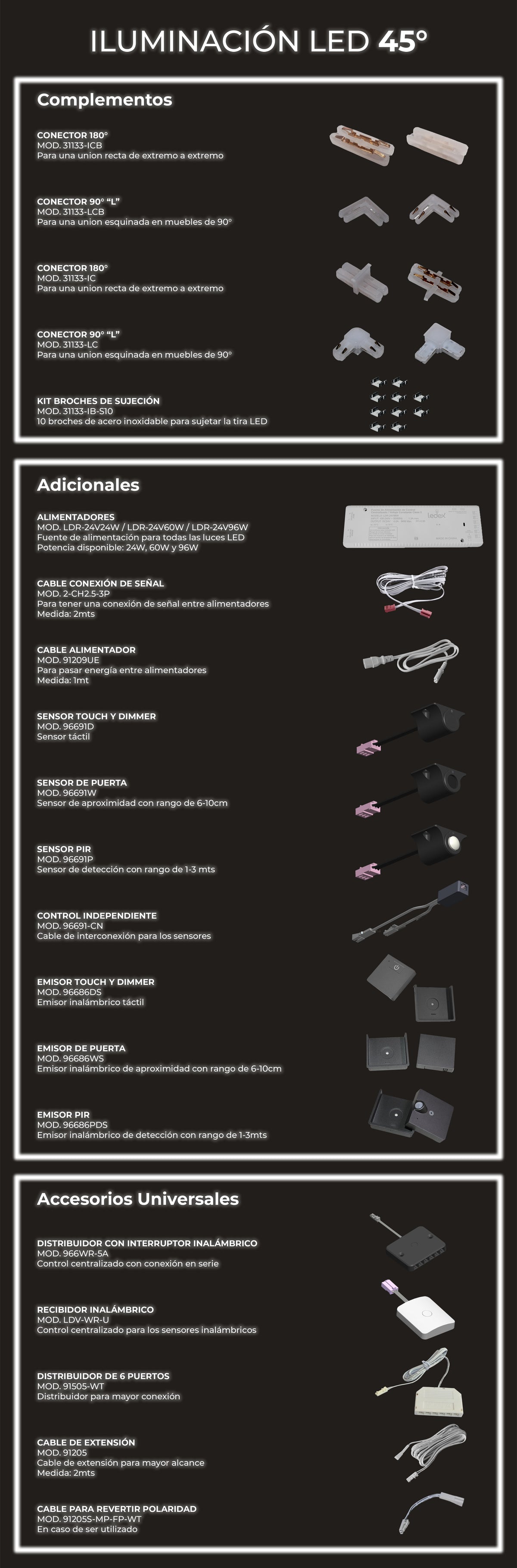 Información adicional - Tira LED de Perfil 45°